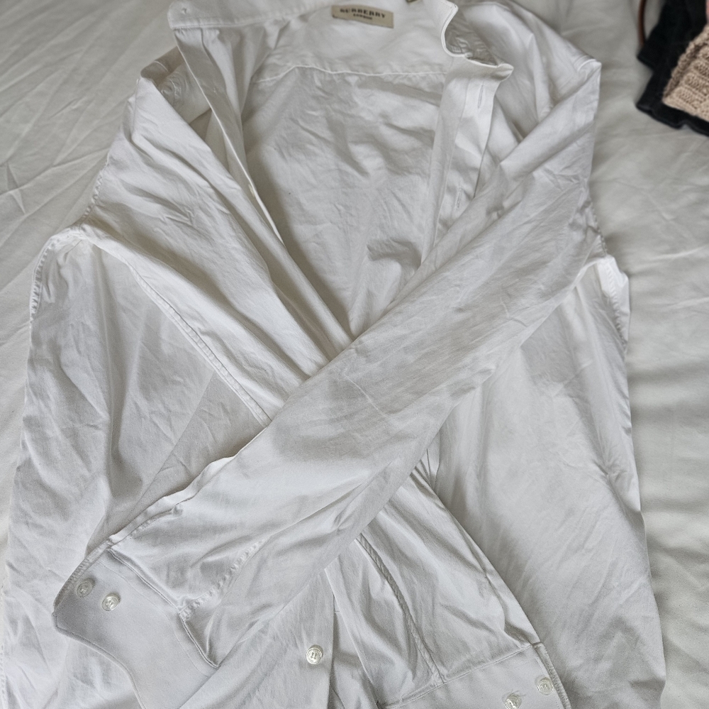 White Button Down Burberry Shirt
